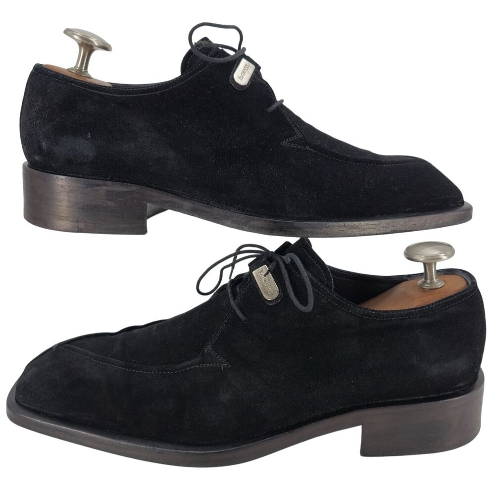 Cesare Paciotti Italy Mens 10 Dress Shoes Black Suede Leather Square-toe Derby - Picture 6 of 13